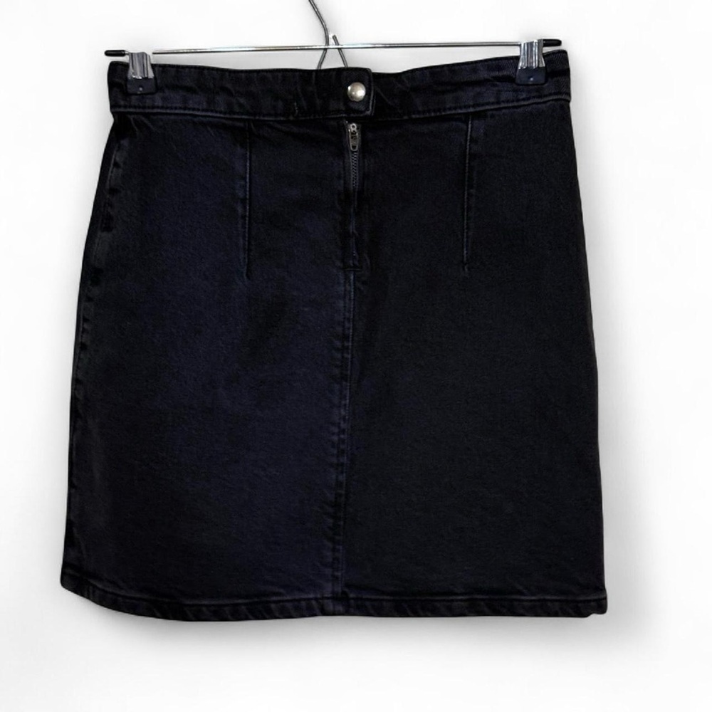 We The Free (Free People) Black Denim Zipper Detail Mini Skirt
